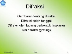 Difraksi Gambaran tentang difraksi Difraksi celah tunggal Difraksi