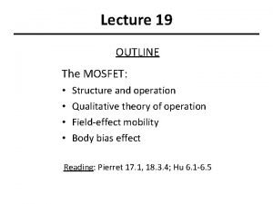 Mosfet theory of operation