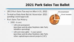 2021 Park Sales Tax Ballot 2015 Park Sales