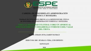 CARRERA DE INGENIERA EN ADMINISTRACIN TURSTICA Y HOTELERA