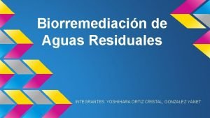 Biorremediacin de Aguas Residuales INTEGRANTES YOSHIHARA ORTIZ CRISTAL