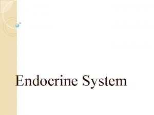 Endocrine System Introduction The endocrine system consists of