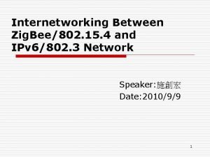 Internetworking Between Zig Bee802 15 4 and IPv