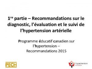 1 re partie Recommandations sur le diagnostic lvaluation