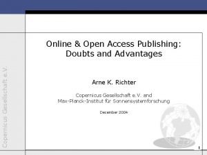 Copernicus Gesellschaft e V Online Open Access Publishing