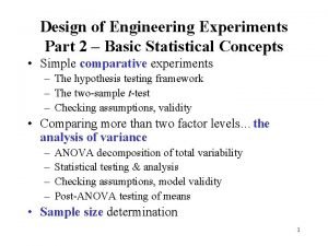 Design of Engineering Experiments Part 2 Basic Statistical