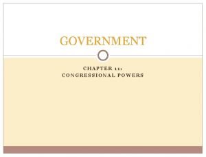 Non legislative powers of congress