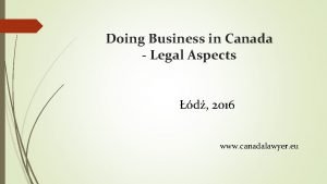 Legal aspects of doing business in canada