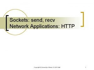 Sockets send recv Network Applications HTTP Copyright University