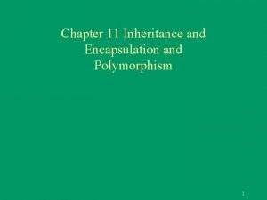 Chapter 11 Inheritance and Encapsulation and Polymorphism 1