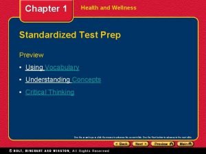 Chapter 1 Health and Wellness Standardized Test Prep