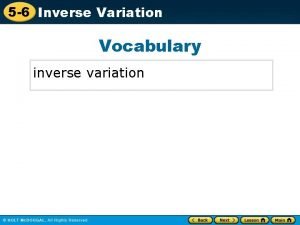 5 6 Inverse Variation Vocabulary inverse variation 5