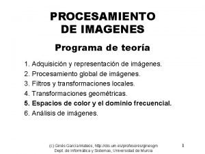 PROCESAMIENTO DE IMAGENES Programa de teora 1 Adquisicin