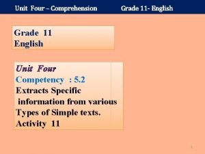 Unit Four Comprehension Grade 11 English Grade 11