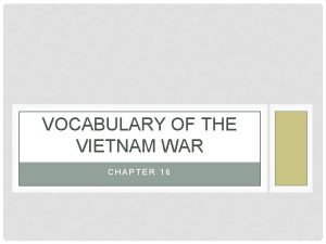 Vietnam war vocabulary