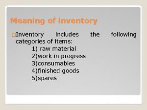 Meaning of inventory