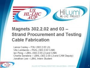 Magnets 302 2 02 and 03 Strand Procurement