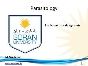 Parasitology Laboratory diagnosis M Saadatian www soran edu