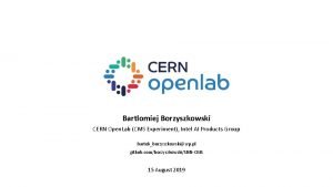Bartlomiej Borzyszkowski CERN Open Lab CMS Experiment Intel