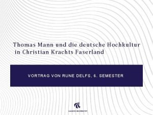 Thomas Mann und die deutsche Hochkultur in Christian