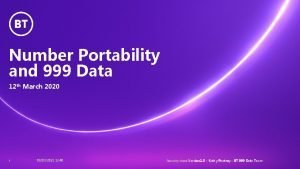 Number Portability and 999 Data 12 th March
