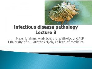 Infectious disease pathology Lecture 3 Mays Ibrahim Arab