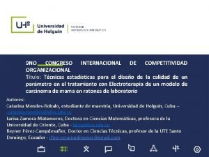 9 NO CONGRESO INTERNACIONAL DE COMPETITIVIDAD ORGANIZACIONAL Ttulo