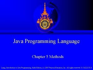 Java Programming Language Chapter 5 Methods Liang Introduction