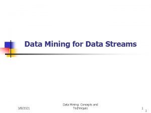 Data Mining for Data Streams 382021 Data Mining