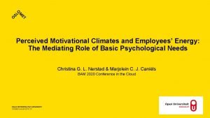 Perceived Motivational Climates and Employees Energy The Mediating