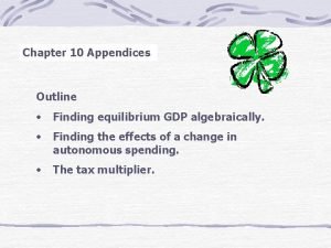 Chapter 10 Appendices Outline Finding equilibrium GDP algebraically