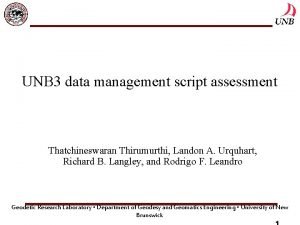 UNB 3 data management script assessment Thatchineswaran Thirumurthi