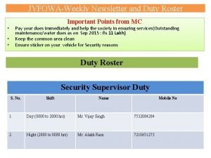 Security duty roster
