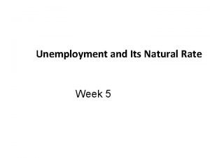 Unemployment and Its Natural Rate Week 5 Categories