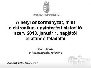 A helyi nkormnyzat mint elektronikus gyintzst biztost szerv