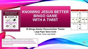 KNOWING JESUS BETTER BINGO GAME WITH A TWIST