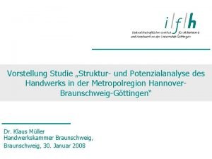 Vorstellung Studie Struktur und Potenzialanalyse des Handwerks in