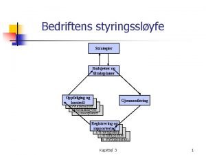 Bedriftens styringsslyfe Strategier Budsjetter og tiltaksplaner Oppflging og