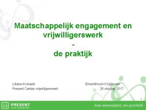 Maatschappelijk engagement en vrijwilligerswerk de praktijk Liliane Krokaert