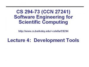 CS 294 73 CCN 27241 Software Engineering for