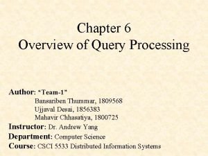 Characteristics of query processor