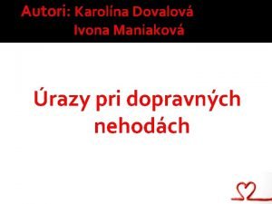 Autori Karolna Dovalov Ivona Maniakov razy pri dopravnch