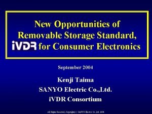 New Opportunities of Removable Storage Standard i VDR