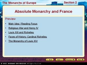 The Monarchs of Europe Section 2 Absolute Monarchy