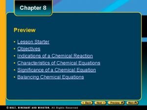 Chapter 8 Preview Lesson Starter Objectives Indications of