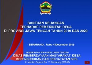 BANTUAN KEUANGAN TERHADAP PEMERINTAH DESA DI PROVINSI JAWA