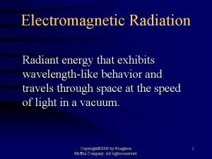 Electromagnetic Radiation Radiant energy that exhibits wavelengthlike behavior