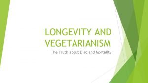LONGEVITY AND VEGETARIANISM The Truth about Diet and