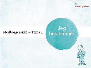 Medborgerskab Tema 1 Jeg bestemmer Tema 1 Dag