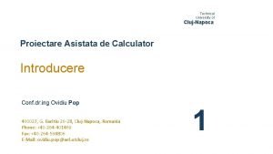 Technical University of ClujNapoca Proiectare Asistata de Calculator